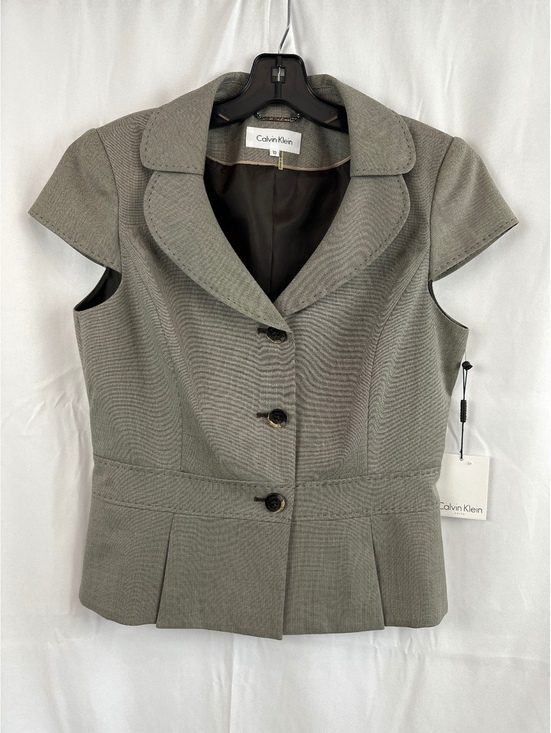 Calvin Klein Jackets & Blazers - Calvin Klein Khaki SS Peplum Jacket Blazer Size 10 NWT